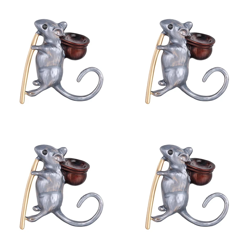 4Pcs Animal Shape Pin Brooch Little Mouse Zodiac Jewelry Jewelry