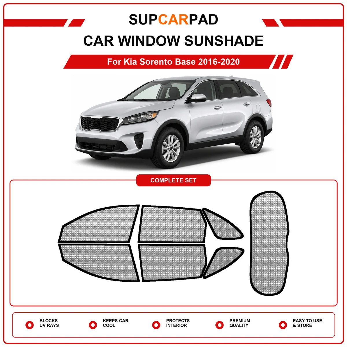 For Kia Sorento Base 2016-2020 Pre‑Cut Auto Window Sunshade Anti‑UV Car Sun Visor Protector
