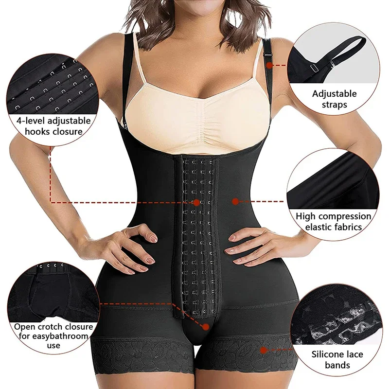 AfruliA Fajas Colombians Girdles Bodysuits Body Shaper Waist Trainer Corset Postpartum Belt with Hook Sexy Underwear Butt Lifter