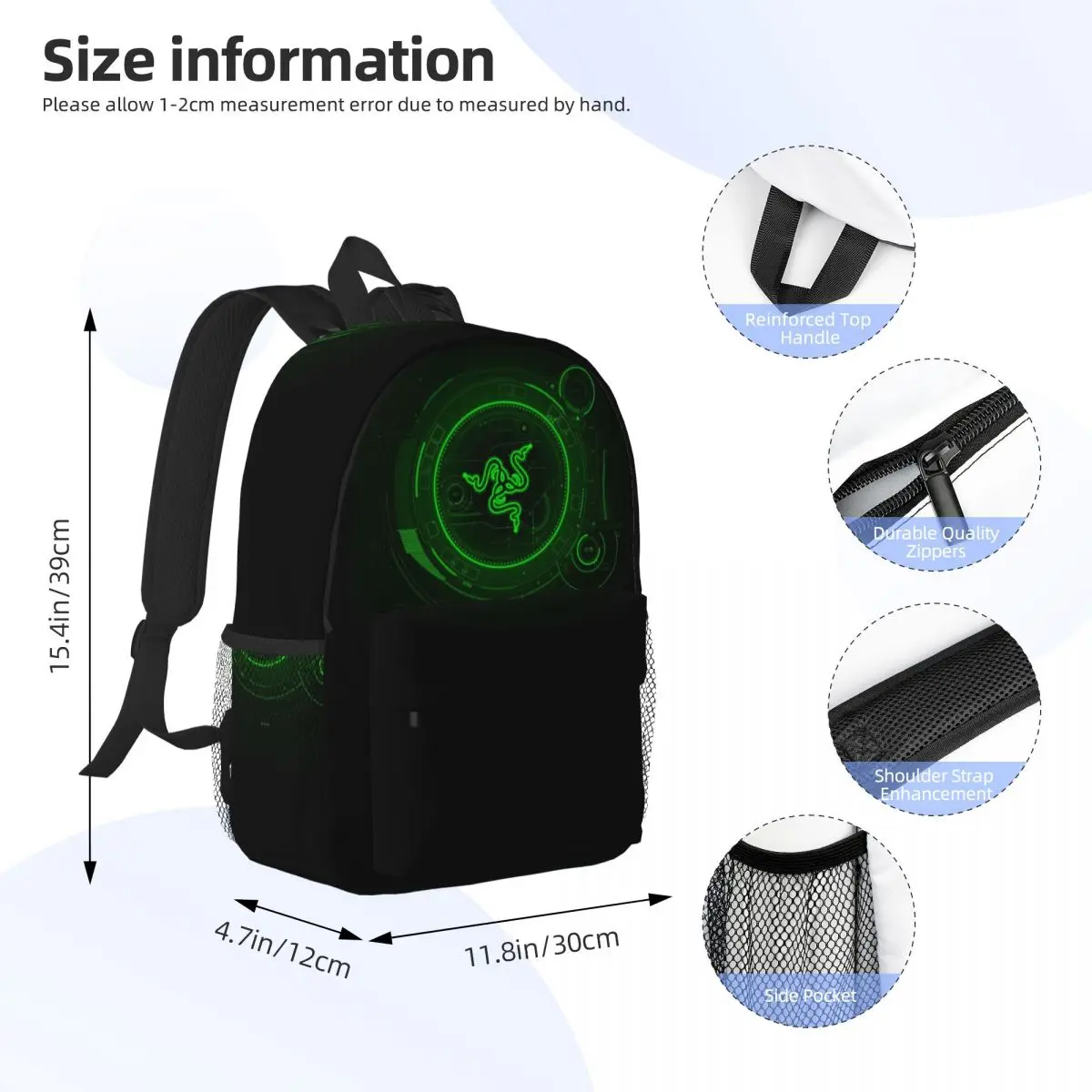 Razer Coasters Backpacks Boys Girls Bookbag Fashion Students School Bags Travel Rucksack Shoulder Bag Large Capacity