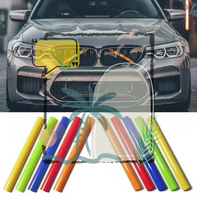 2Pcs Universal Multicolor Car Front Grille Trim Strips Waterproof Easy Installation Perfect For Exterior Styling