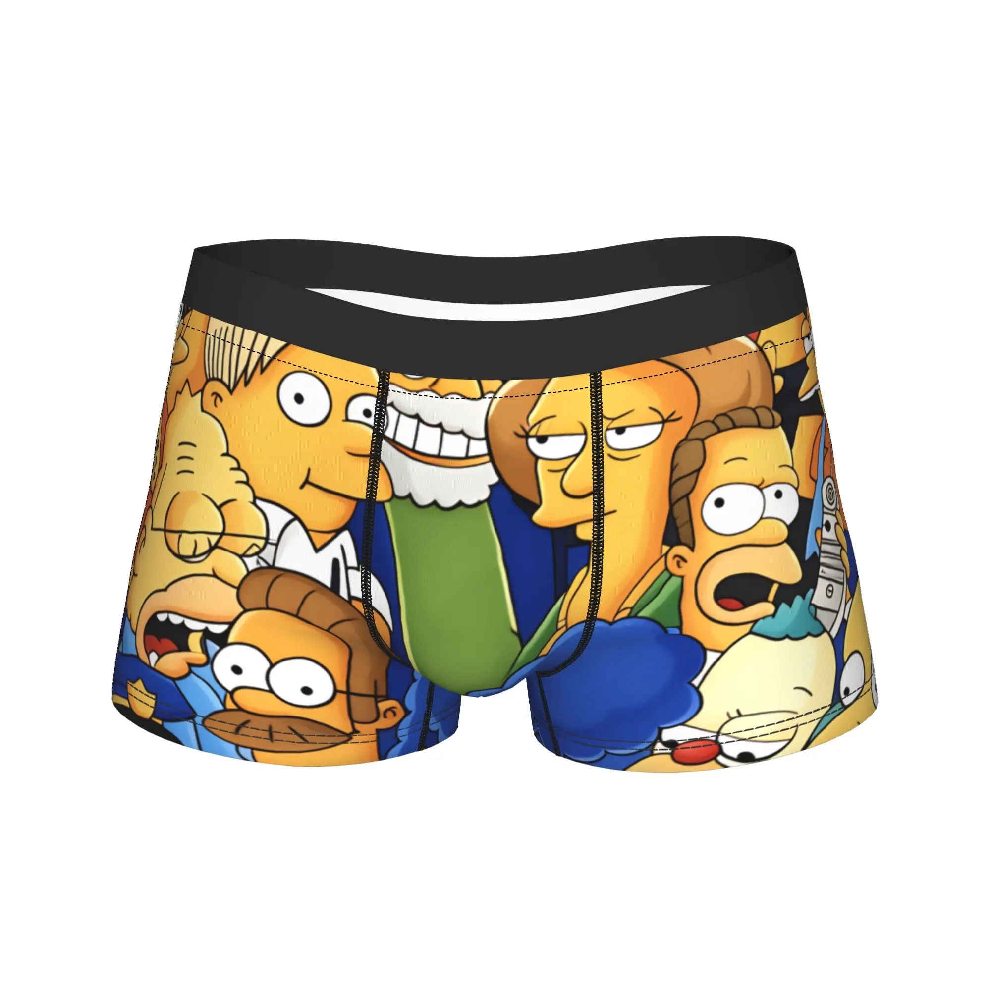 S-Simpsons Characters Group Portrait Retro Art Trunk  Pouch Underwear Hot Sale Pattern Boxer Brief Comfortable Men Underpants
