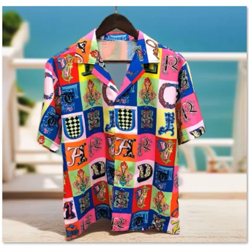 قميص مطبوع فاخر خفيف للرجال لعام 2026، قميص رجالي ونسائي بأكمام قصيرة، ألياف 100%، عصري ومريح، كاجوال جي