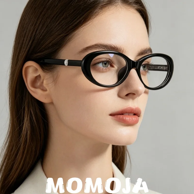 MOMOJA TR90 Retro Oval Women Eyeglasses Fashion Trendy Pearl Decoration Elegant Exquisite High Quality Glasses Frame TJ5902