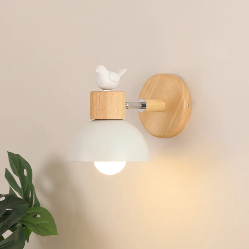 

Nordic LED Wall Lamp Modern Wood Wall Light For Living Room Bedroom Home Decor steering head Fixtures Bird Wall Sconce iron lamp