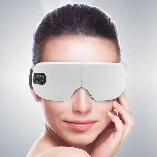 Imagen 2 del producto Masajeador de ojos eléctrico inteligente, gafas de masaje de compresión caliente con presión de aire, plegables, Bluetooth, música, masaje de ojos, recargable por USB