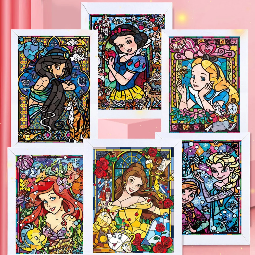 Disney Princess Belle Mosaic DIY 5D HD Round Diamond Cross Stitch Painting Kits Handmade Children's Gift Art Picture Home Decor