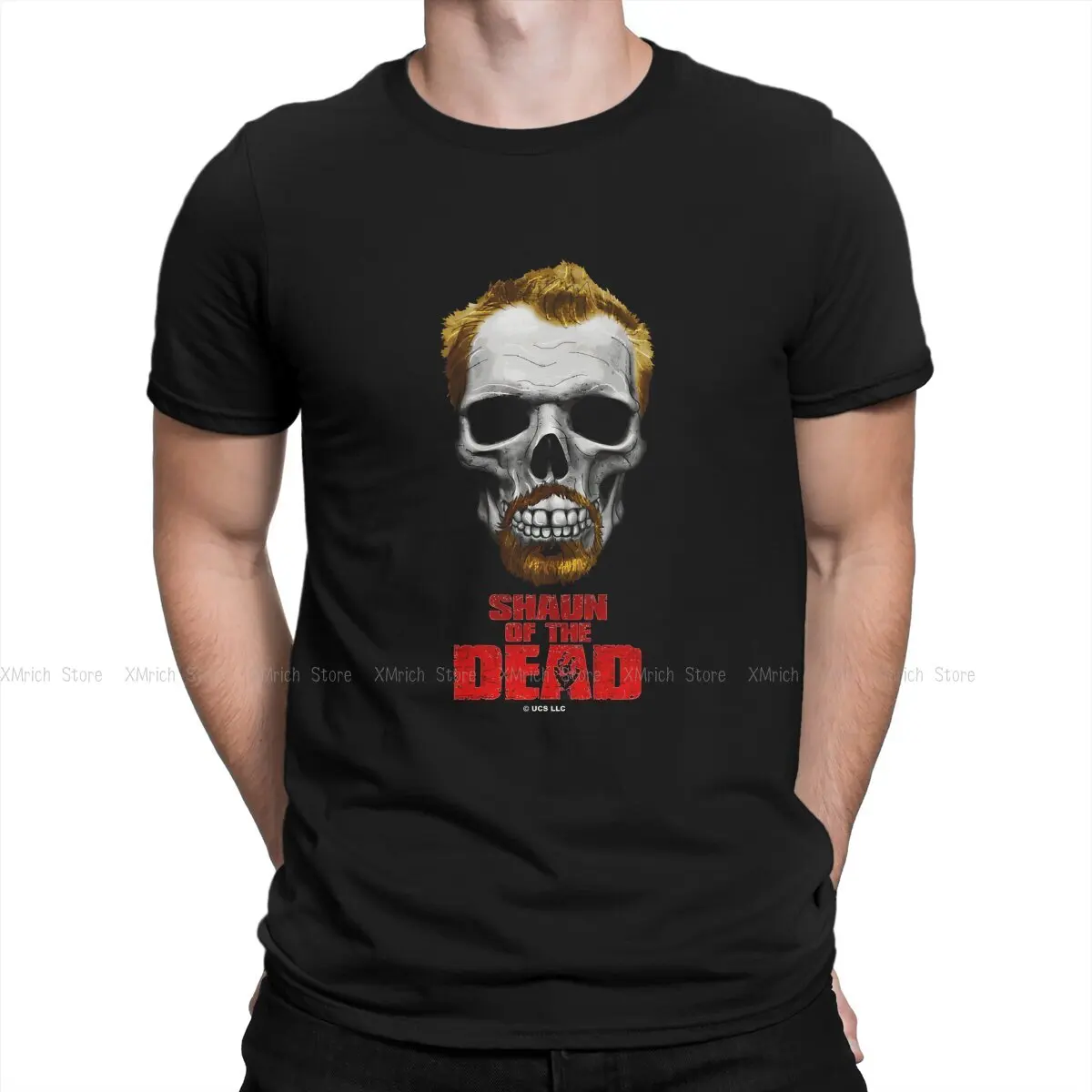 Skeleton Sean T-Shirt for Men Shaun Of The Dead Funny 100% Cotton Tees Round Neck Short Sleeve T Shirt Graphic Tops