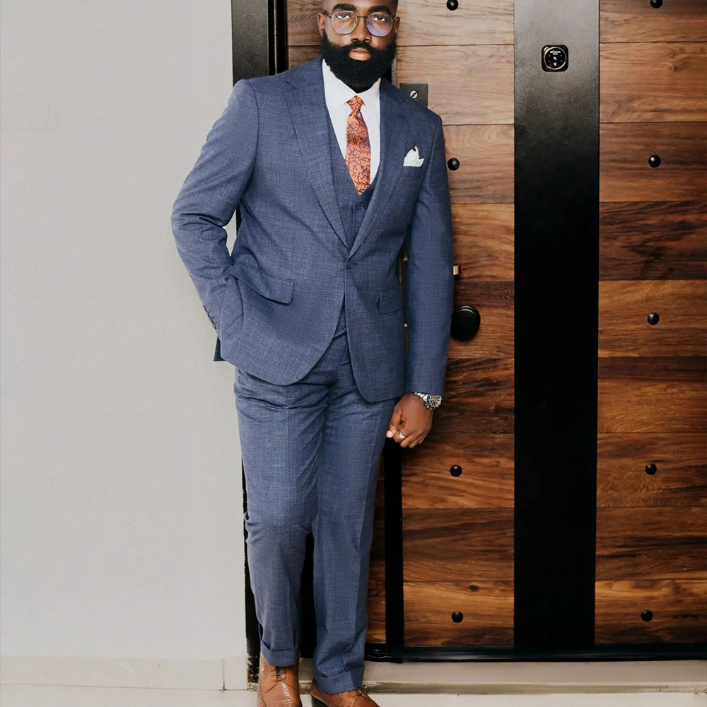 

Customized Men's Suit 3 Pieces Notched Lapel One Single Button Jacket Wedding Groom Slim Fit Formal Business Office blazer set