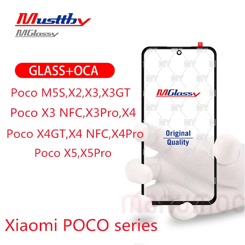 5pcs Musttby Front Screen Glass With OCA For XIAOMI Poco M5S X2 X3 GT X4 NFC X4 Pro X5