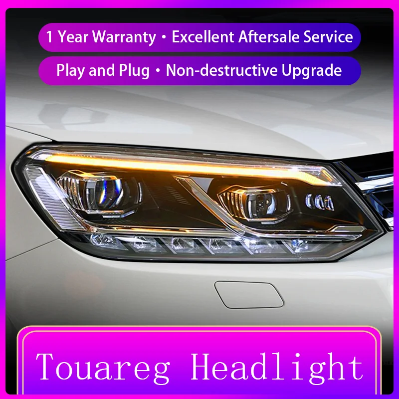 Powerful Headlights for Cars VW Volkswagen 2011-2015 Touareg Front Lamp Projector Lens DRL LED Turn Signal Tools Car Accessories