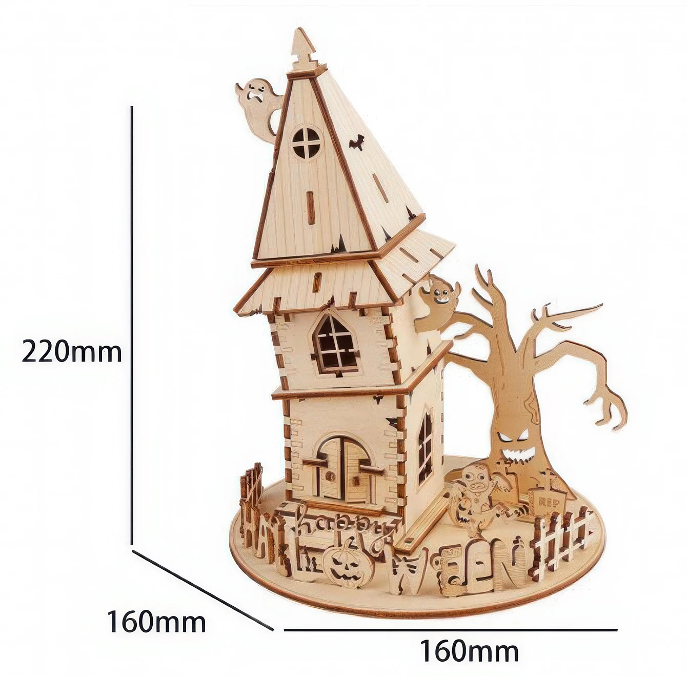 OUZEY 3D بيت شجرة خشبي مسكون - مجموعة نماذج تجميع DIY للهالوين، مشروع حرفي مخيف للبالغين والمراهقين من سن 14 عامًا فما فوق #4