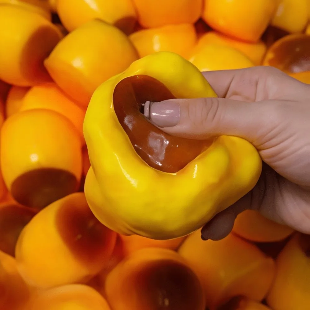 Non‑Rebound Slow Rising Caramel Pudding Stress Ball, Soft Crispy Bead Filled Sticky Silicone Squeeze Toy, Realistic Food Dessert Handmade Fidget Toy For Adult Anxiety Relief & Party Favors, Kawaii