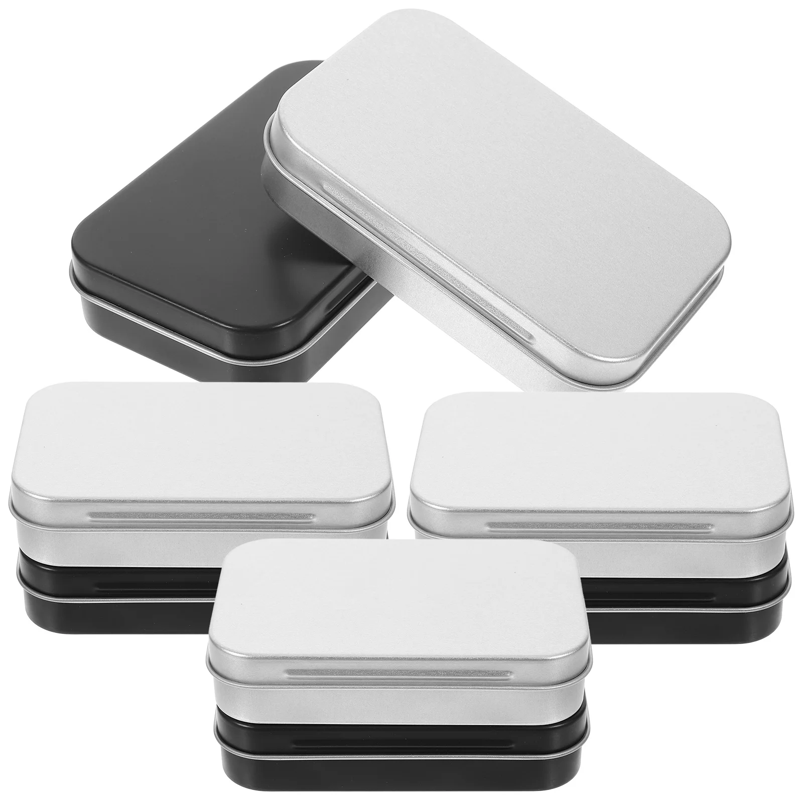 

8pcs Metal Storage Boxes Durable Tinplate Containers Rectangular Candy Cans Empty Portable Home Travel Trinket Boxes Hinged Lid