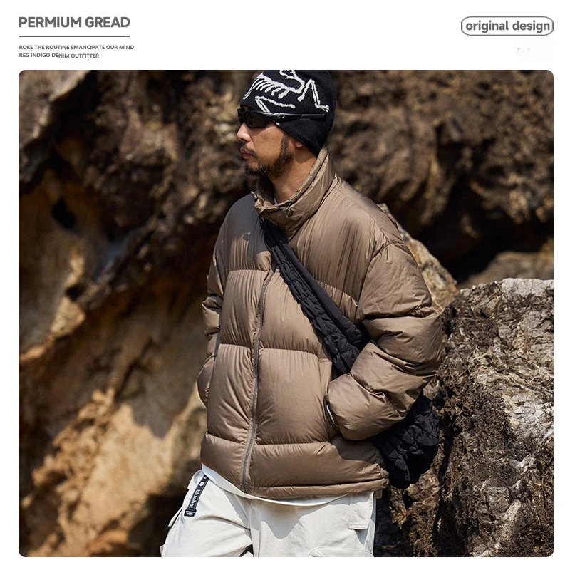 

Утепленная куртка-пуховик из белого утиного пуха для мужчин и женщин, повседневная, в стиле «батон», с воротником-стойкой, городская, для отдыха, модная зимняя куртка