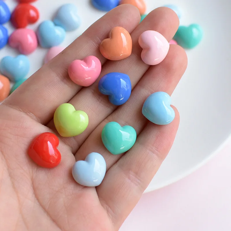 10pcs Cute Macaron Color Brightly Love Heart Resin Charms Kawaii Keychain Earring Pendant Charms For Jewelry Making C1187