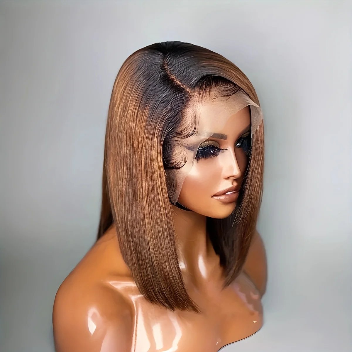 

16 дюймов 180% плотность Ombre коричневый прямой синтетический парик фронта шнурка для женщин с детскими волосами предварительно выщипанный бесклеевой парик из теплового волокна