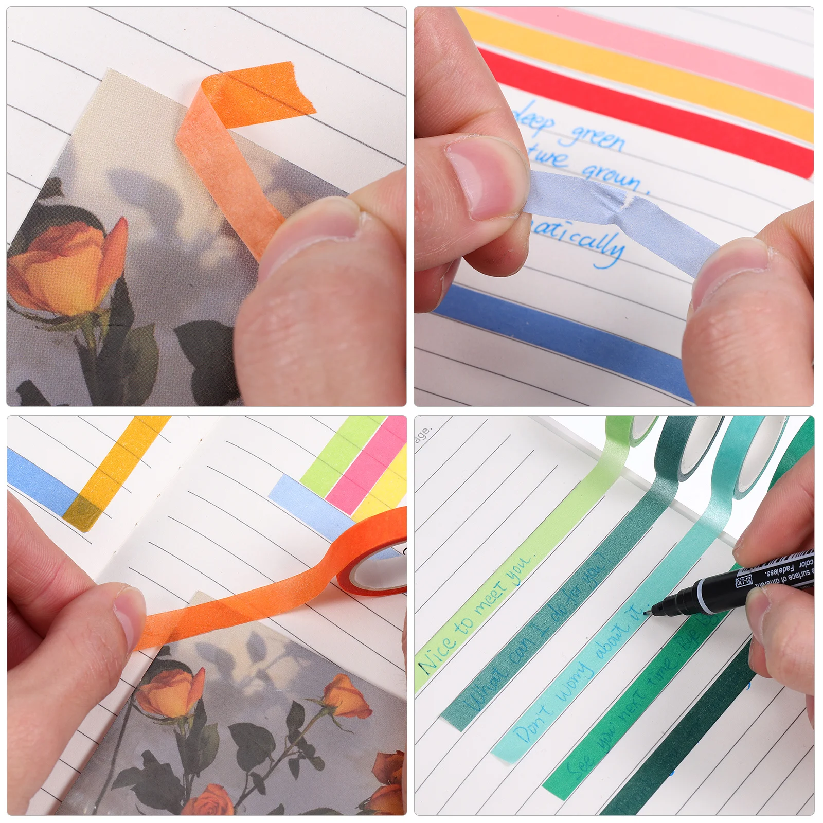 

60 Rolls Washi Tape Rainbow Colored Set Strong Stick Decorative Tape for Scrapbooking Journals Scrapbook DIY Tapes