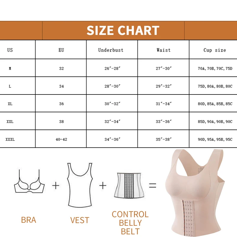 Snatch Bra-3-in-1Waist Trainer Buttoned Bra Shapewear Women's Shapewear Corset Body Shaper for Women Tummy Control Daily Wear