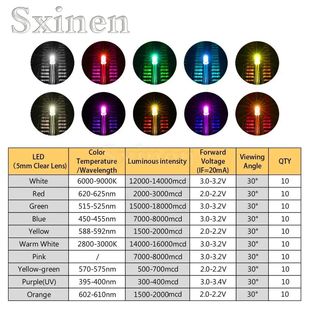 LED F3 3 مللي متر ، الأبيض ، الأحمر ، الأخضر ، الأزرق ، الأصفر ، الدافئة ، الوردي ، الأصفر ، الأخضر ، الأشعة فوق البنفسجية البرتقال ، 100 قطعة