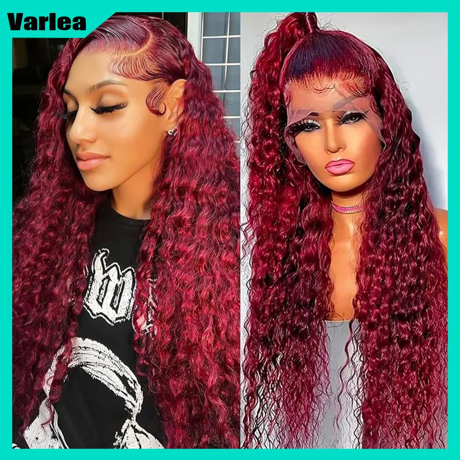 Varlea 99j 13x4 Lace Front Wigs Deep Wave Frontal Wig 13x6 Hd Lace Curly Wigs Water Wave Human Hair Wig Burgundy Wig For Human