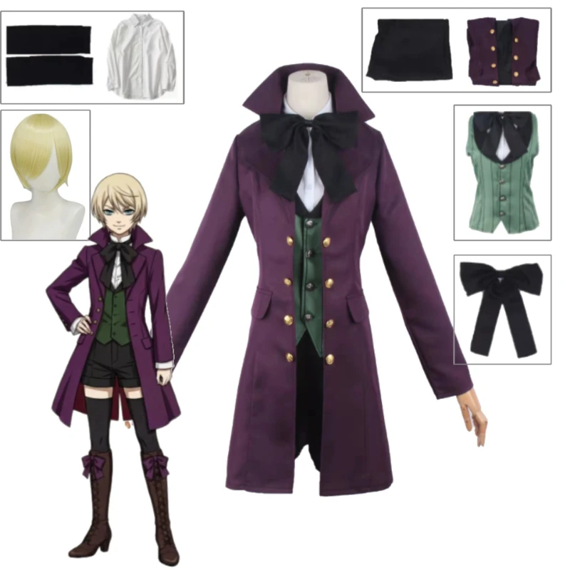 

Alois Trancy Cosplay Costume Black Butler II Earl Uniform Full Set Coat Vest Shirt Shorts Bow Tie for Men Halloween
