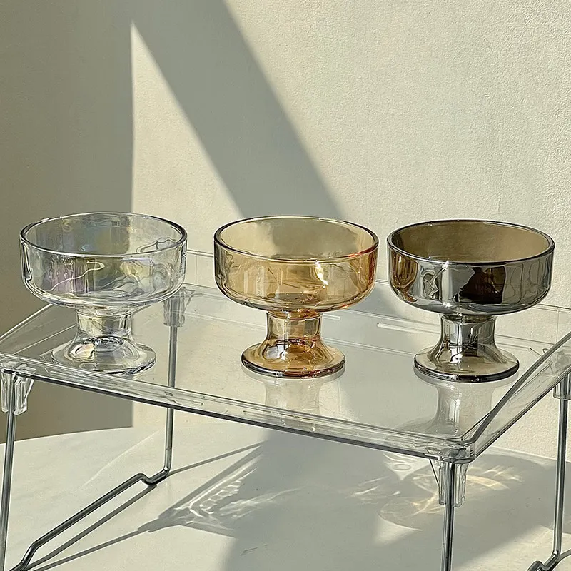 1pcs Ins Style Dessert Bowl High Aesthetic Glass High Footed Cup Home Ice Cream Ice Cream Pudding Fruit Bowl Yogurt Cup view 4