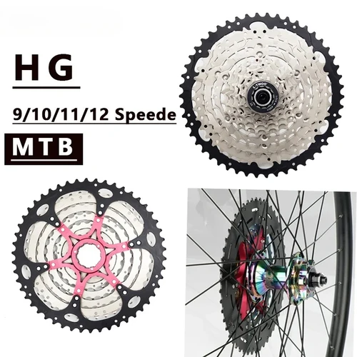 Piñón Libre 9S 10S 11S 12 Velocidades para Bicicleta de Montaña y Carretera, Cassette K7 40T 42T 46T 50T 52T para Buje M5100 M6100 M7100 HG