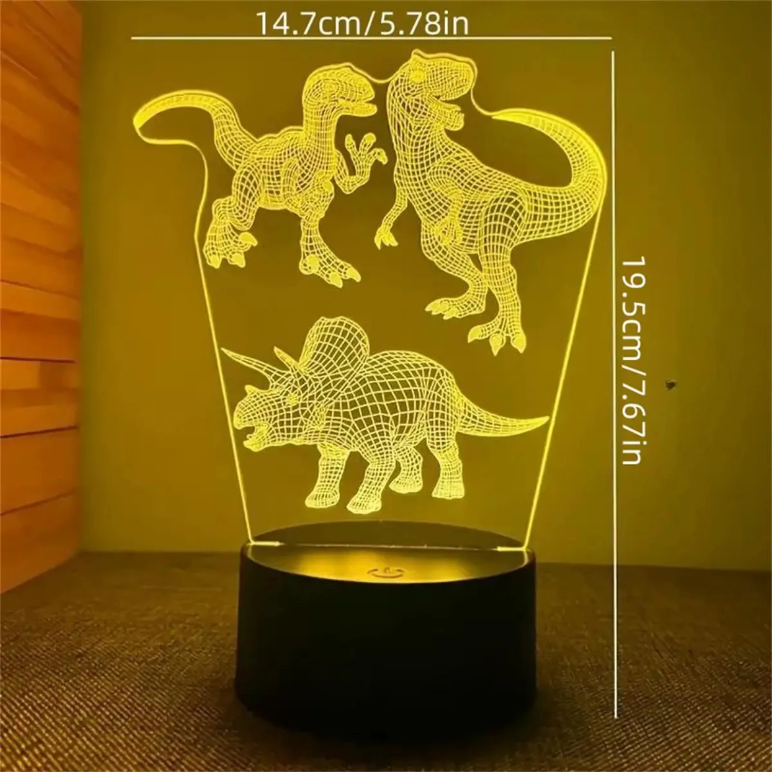 New 1pc Dinosaur 3D Night Light, 3D Optical Illusion Lamp With , 7-Color Changing Ambient Light  Bedroom