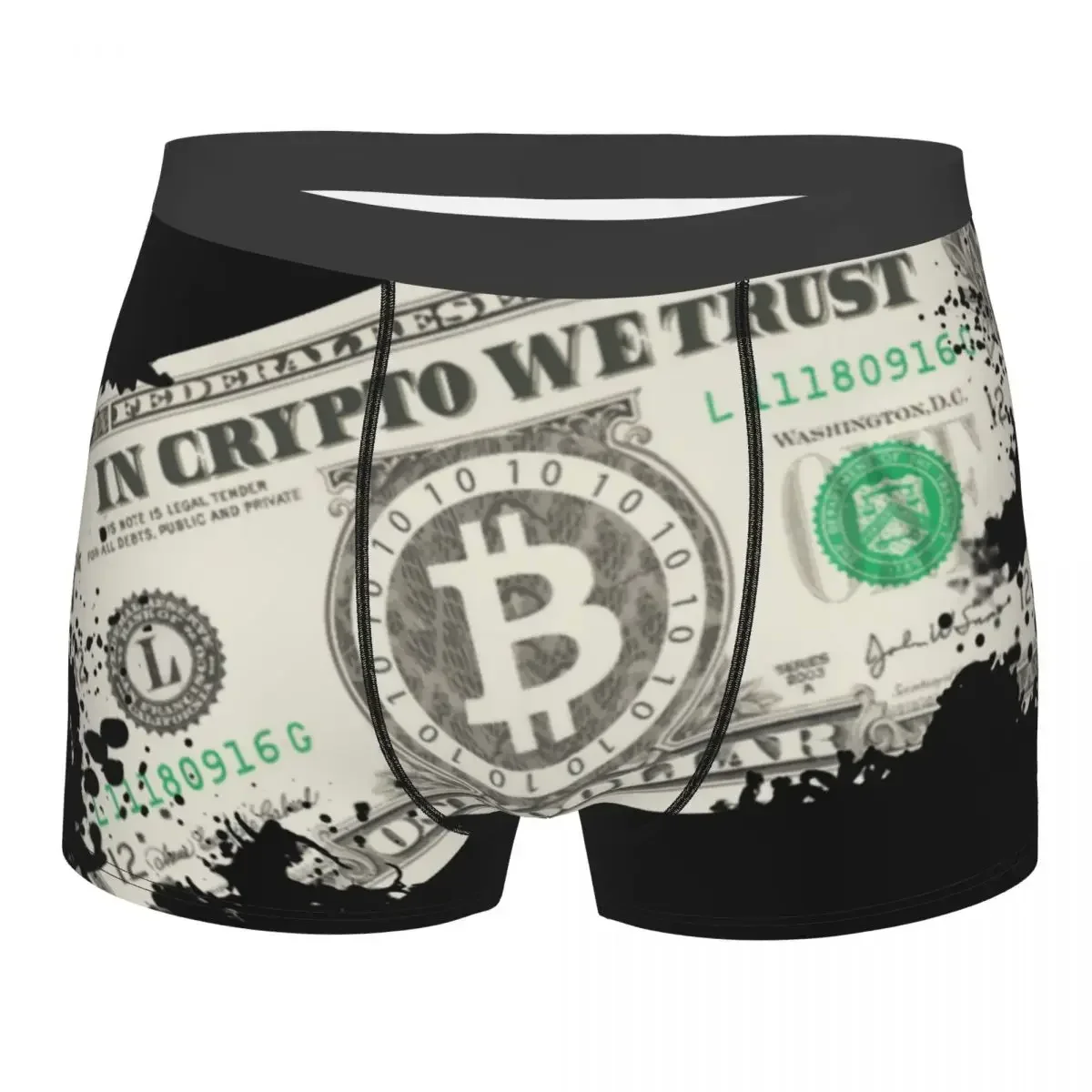 

In Crypto We Trust Bitcoin US Dollars Men Underwear Boxer Briefs Shorts Panties Fashion Polyester Underpants for Homme