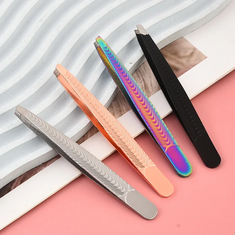 毛抜き斜め眉毛クリップステンレス鋼魚模様滑り止め眉毛ペンチ移植まつげ眉毛トリミングツール
