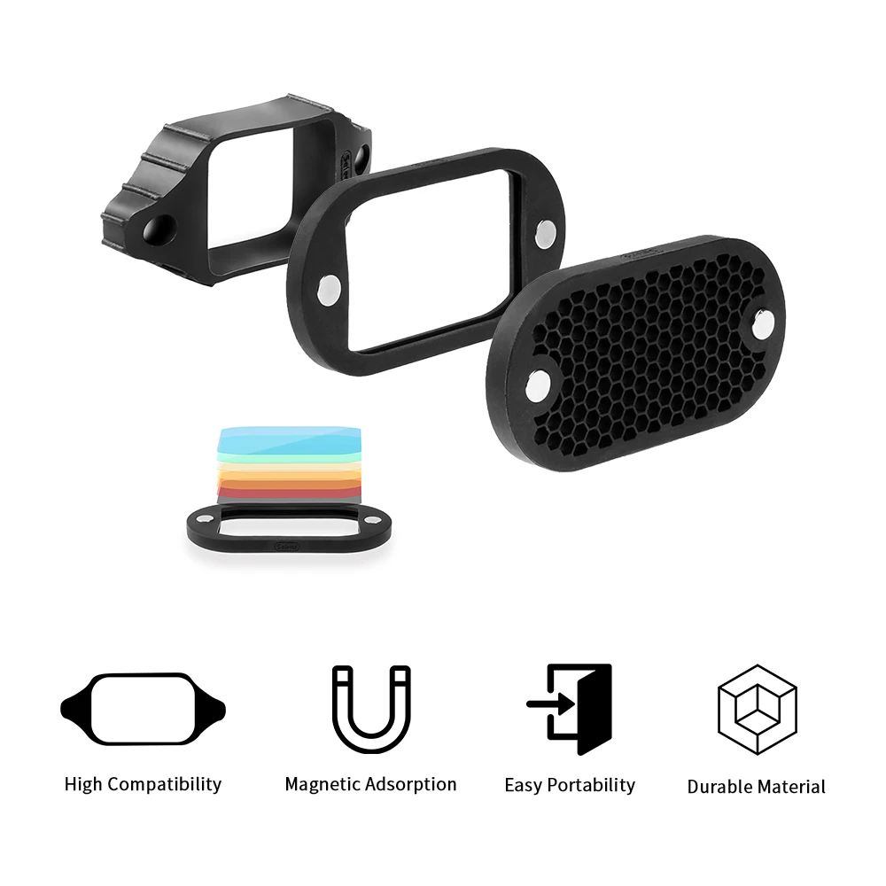 Selens-Kit de accesorios de Flash Speedlight, Reflector de rejilla de panal con banda de Gel magnética, 7 filtros de piezas