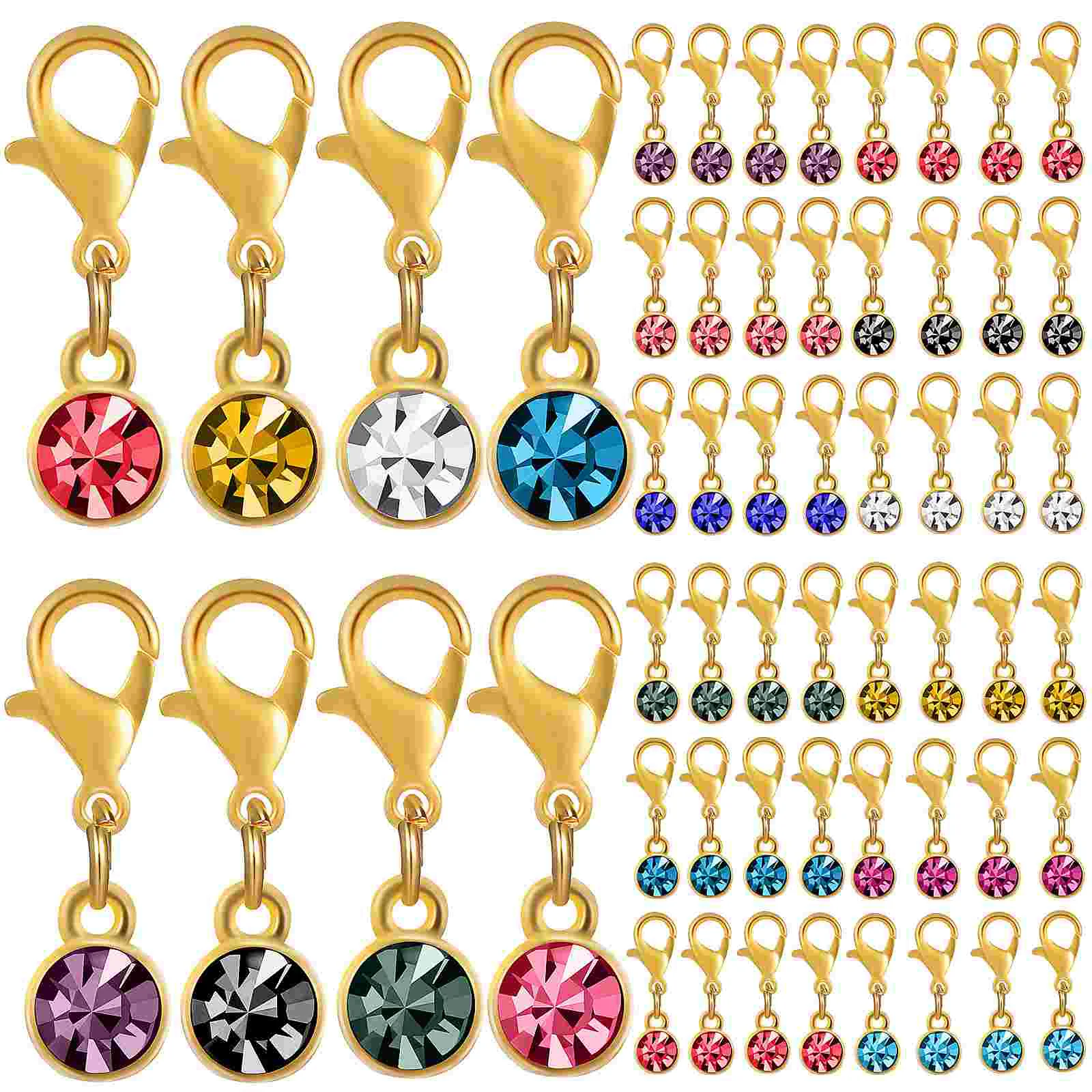 

Jewelry DIY Accessories Colored Diamond Birthstone Alloy Pendant 48-piece Set Charm Necklace Charms Clay Beads Kit