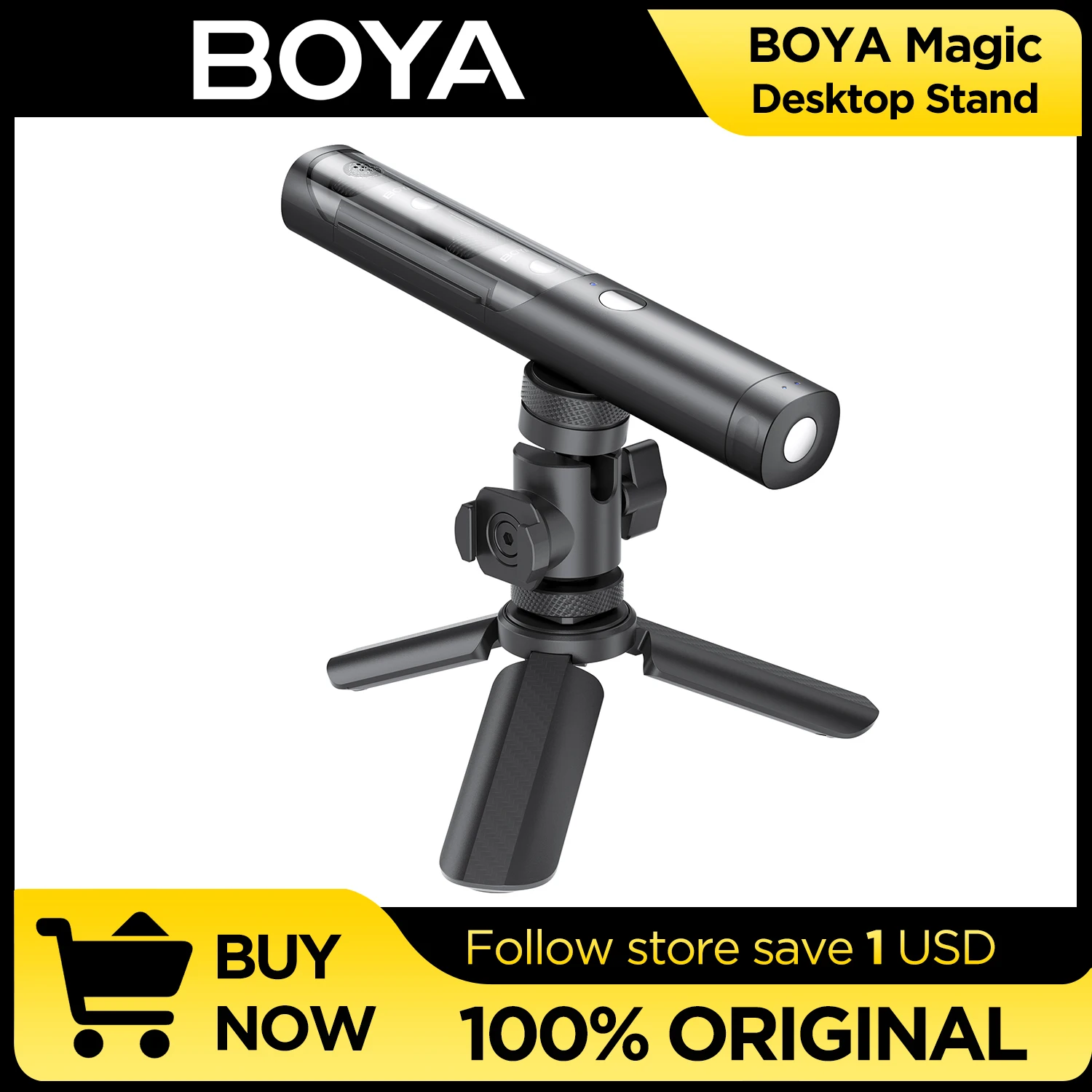 

BOYA Magic Tripod Stand for Desktop Microphone with Non-slip Rubber Feet Foldable Desk Mic Stand for Gaming Podcasting Meeting