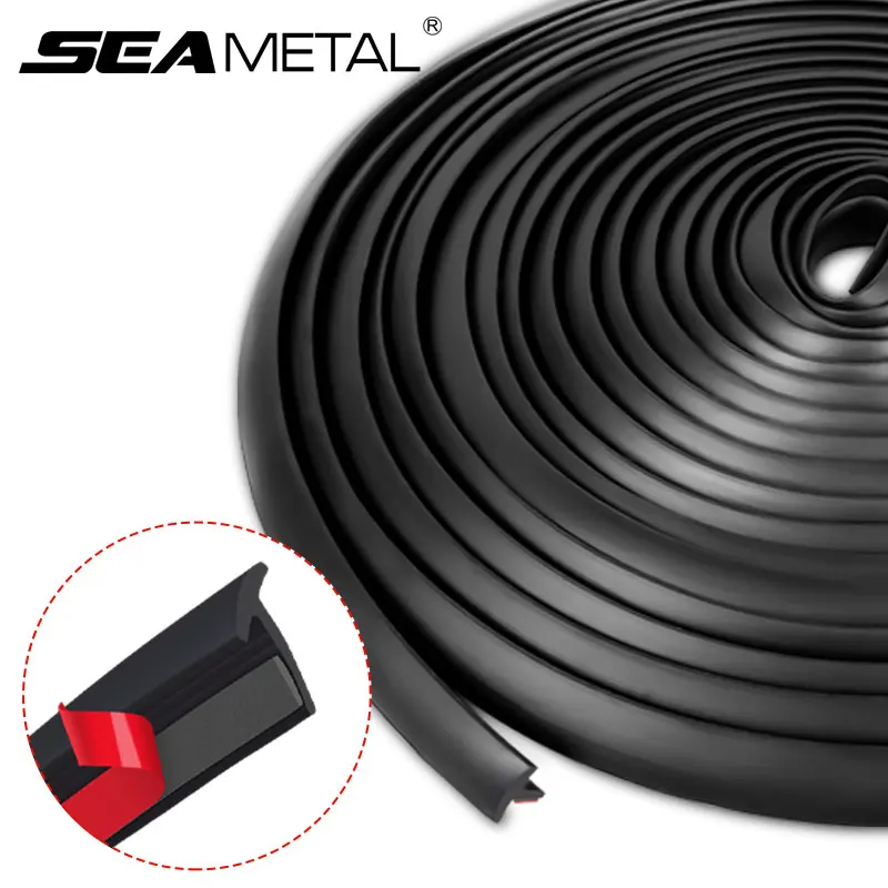 SEAMETAL 10m Car Rubber Sealing Strip T-shape Small Slanted Auto Seal Weatherstrip Car Bumper Fender Flare Arch Trim Sealants