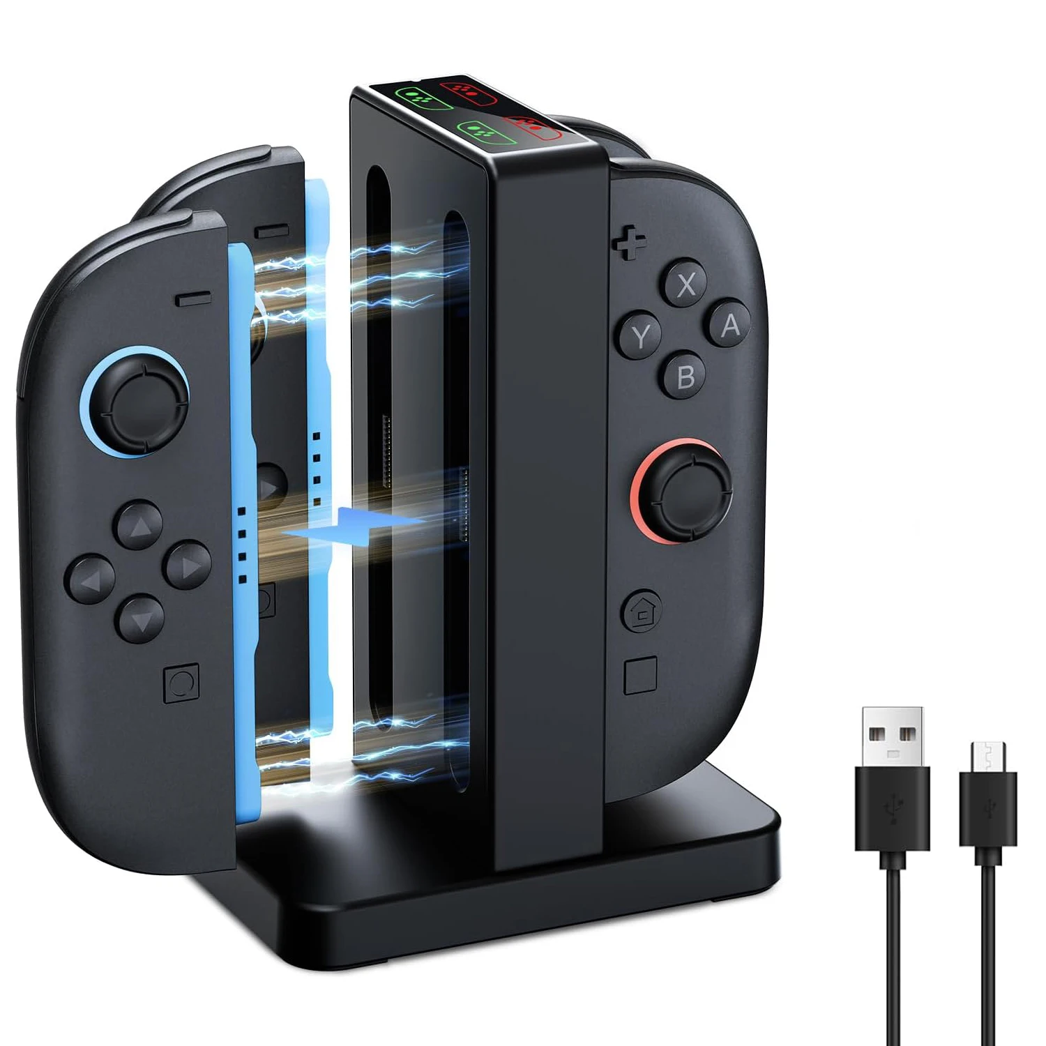 شاحن تحكم معزز لجهاز نينتندو سويتش 2، قاعدة شحن للتحكم Joy Con مع تنبيهات صوتية ومؤشر شحن #2