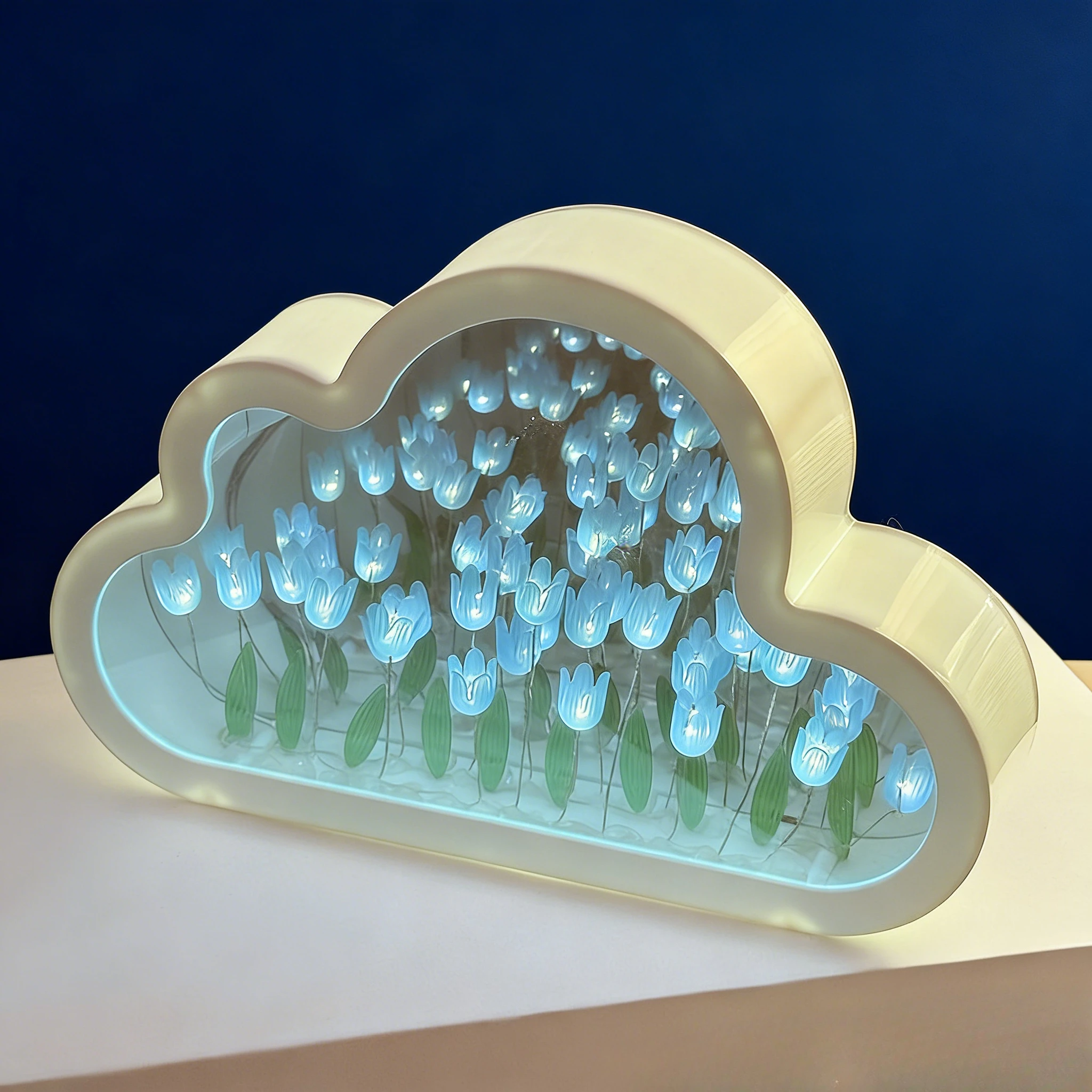 Bricolage nuage miroir tulipe lampe veilleuse fille chambre ornements cadre Photo à la main verre ch