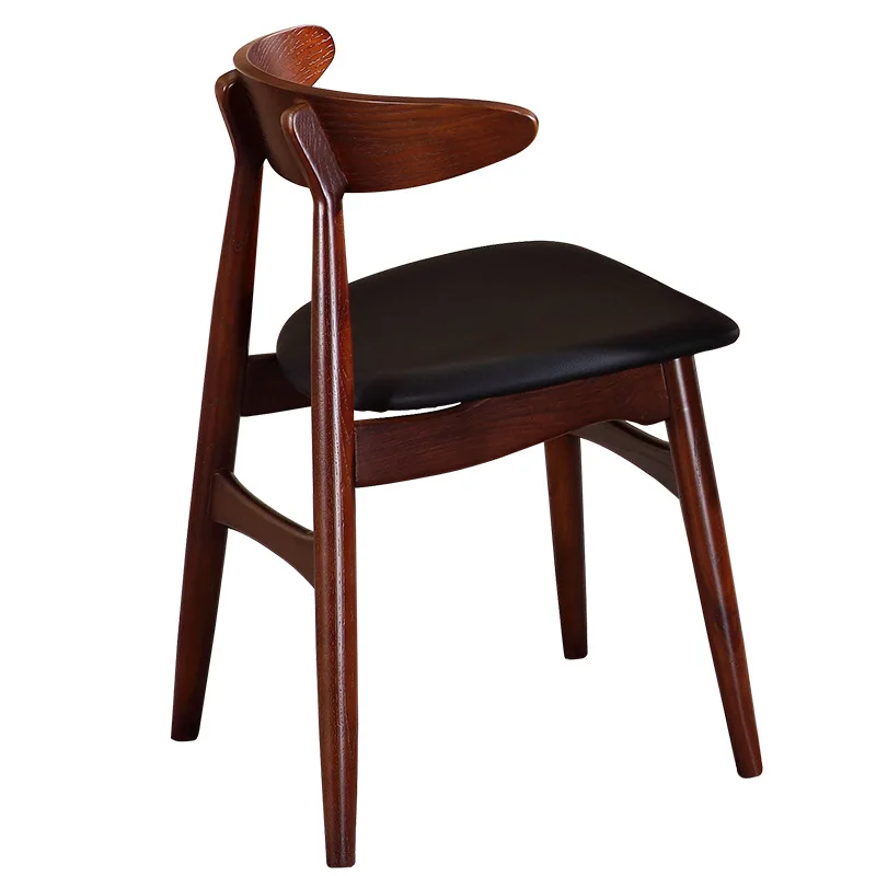 

The product can be customized.Nordic solid wood hotel backrest dining chair big horn chair home desk and chair restaurant coffee