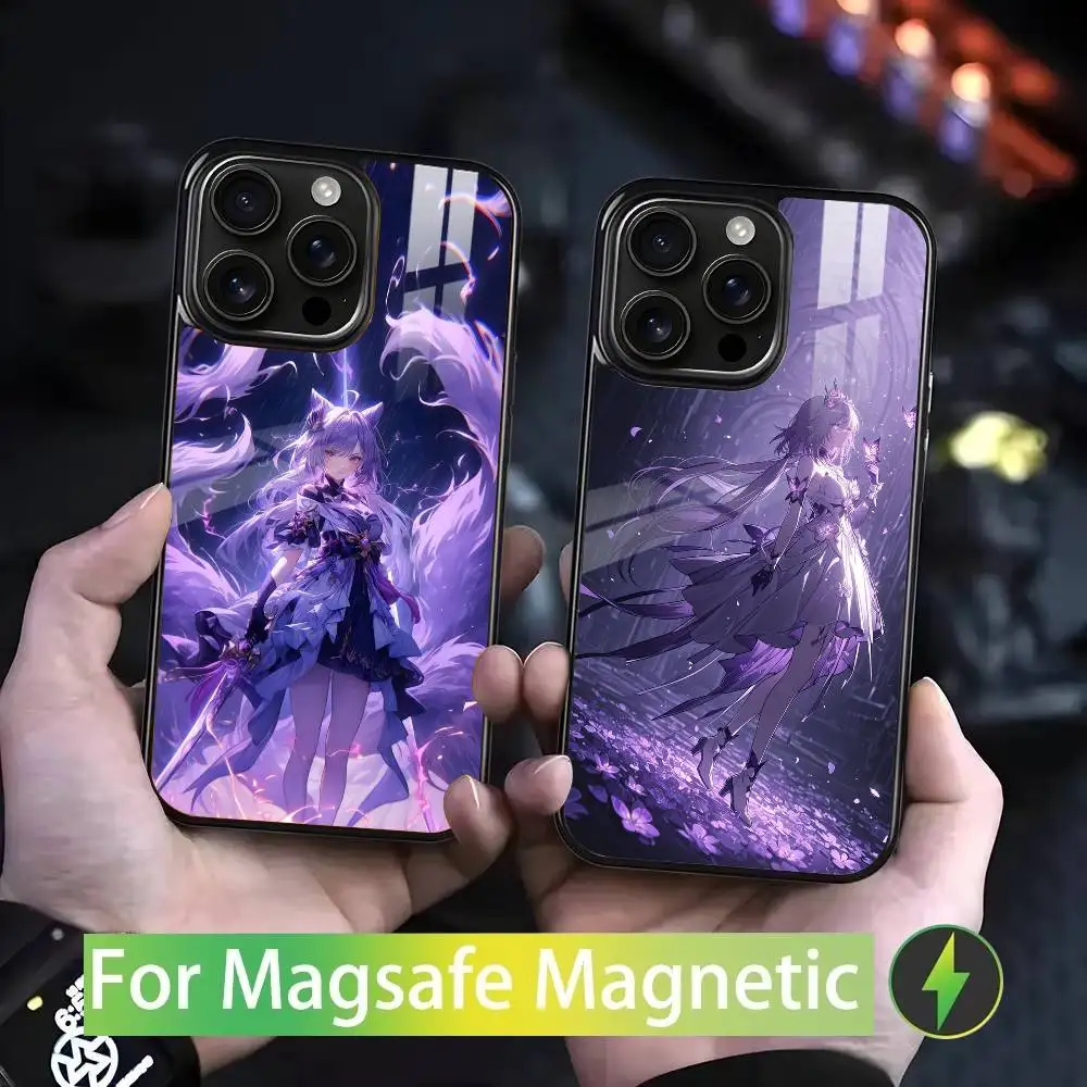 

Genshin K-Keqing Phone Case For IPhone 17 16 15 14 13 12 11 Pro Max Plus Mini Magsafe Mirror Wireless Magnetic Cover