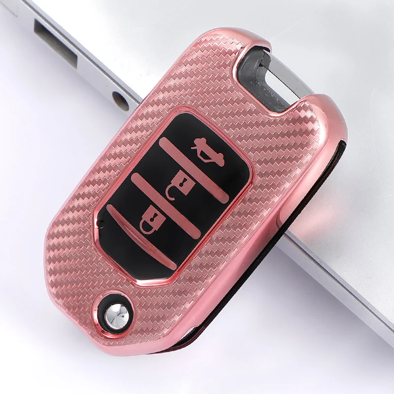 Carbon Fiber TPU Car Key Case Covers Shell for Honda Civic Accord City CR-V Jazz XR-V Vezel HR-V FRV Crider Odyssey Accessories