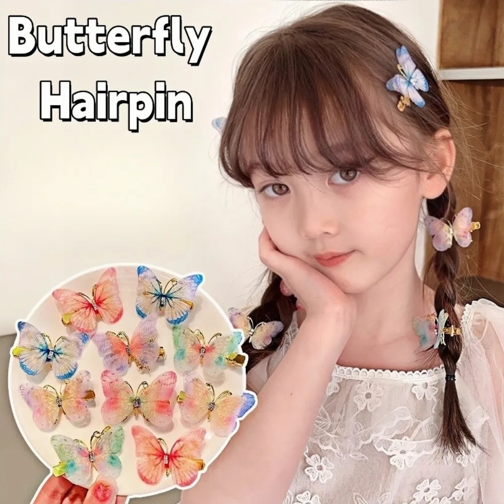 

2/6Pcs Colorful Butterfly Hairpins Girl Hair Clips Barrettes Women Sweet Hair Ornament Rainbow Headwear Fashion Hair Accessories