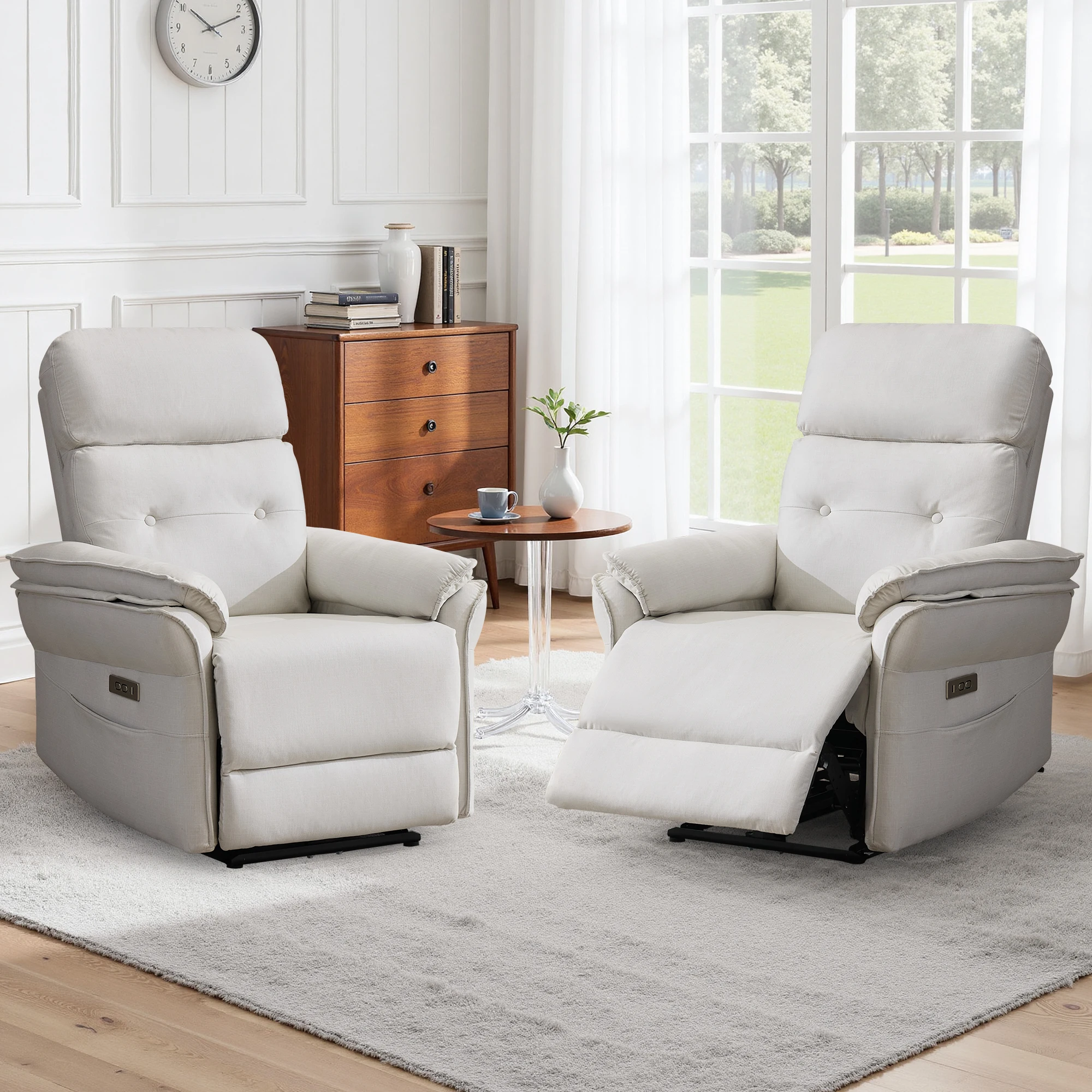 Korser Compact Electric Zero Gravity Recliner Armchair for Adults, Power Adjustable Lounge Chair with USB & Type-C Charging Ports, Home Seating Furniture for Living Room image 3