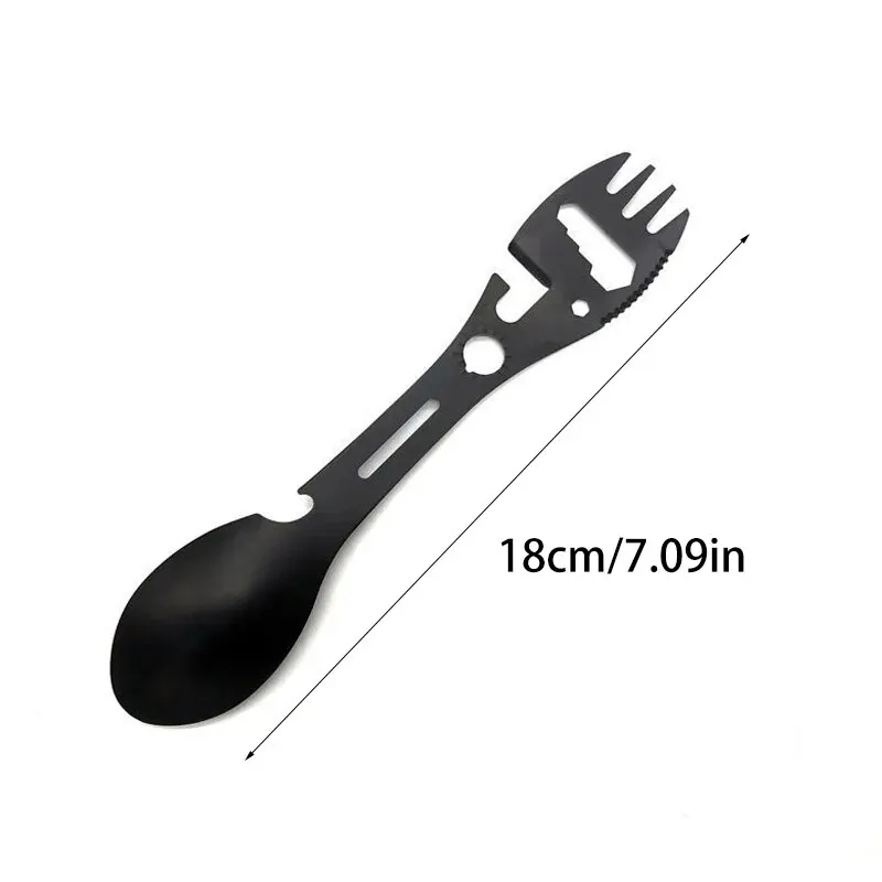 Multifuncional apito faca acampamento ao ar livre sobrevivência spork cozinha multifuncional chave abridor de garrafa colher.