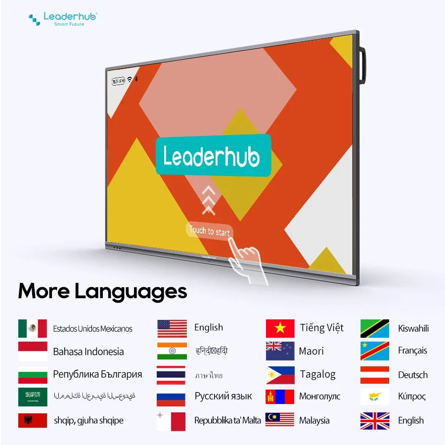 Leaderhub 86 Inch Smart Board Whiteboard 4+32GB Interactive Flat Panel for School Education