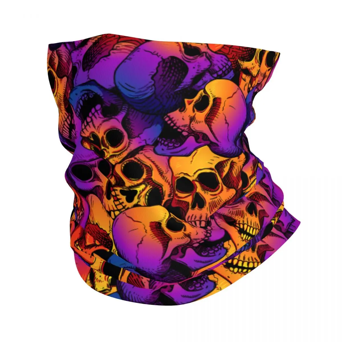 Cool Skull Bandana Neck Cover Printed Colorful Balaclavas Wrap Scarf Multi-use Headwear Running Unisex Adult Breathable