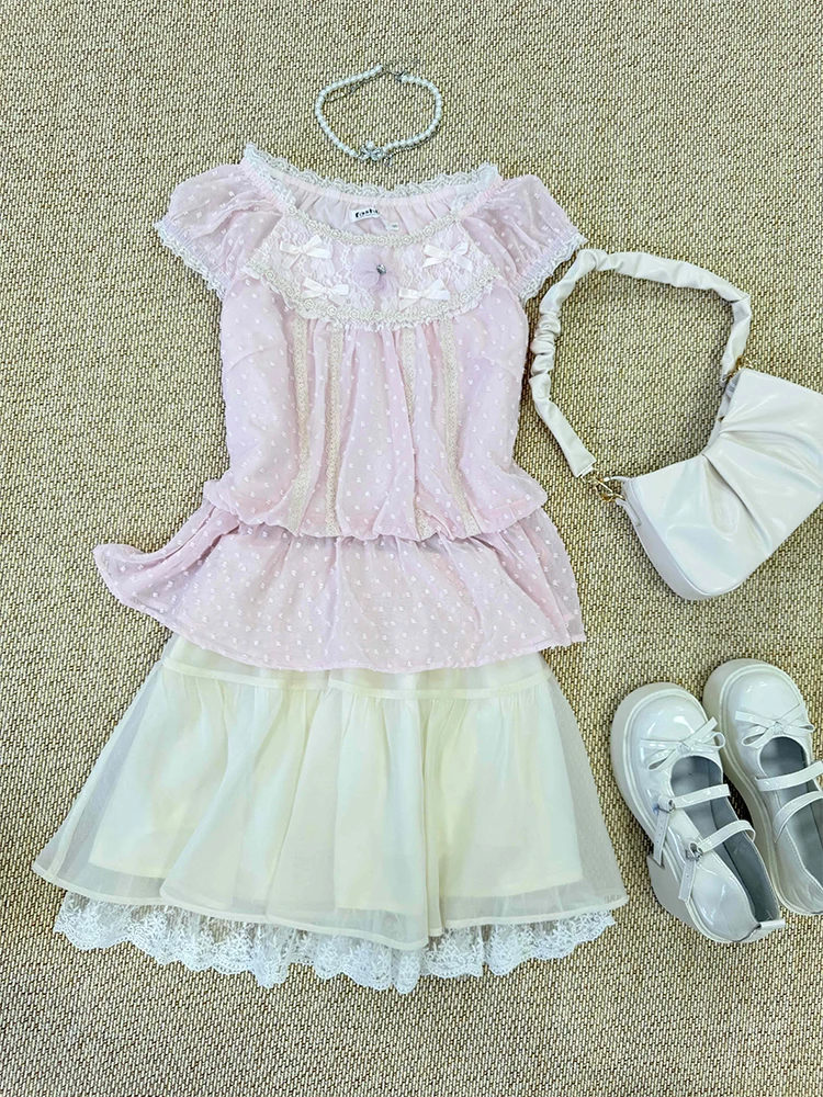 

Розовый комплект ort Sve для молодых женщин, лето 2023, новый костюм с длинным и топом из двух предметов, круглый дизайн из полиэфирного волокна