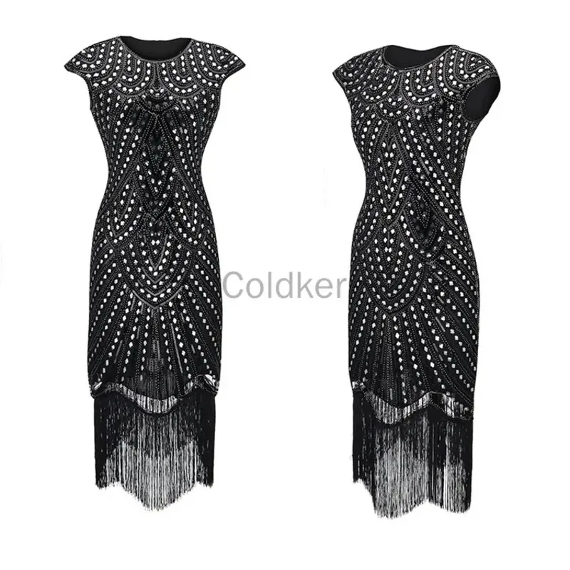 2025 New 1920s Flapper Costume Great Gatsby Dress O-Neck Cap Sleeve Sequin Fringe Party Charleston Dress Knee Length Summer ★ ★