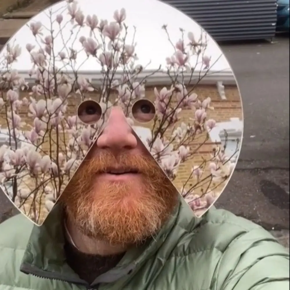 Round Mirror Face Mask: Wearable Acrylic Reflective Costume Prop