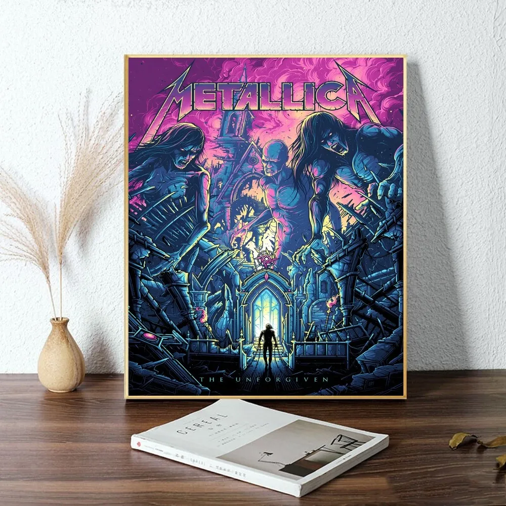 Rock M Metallica Poster 1PC Cartoon Pop Poster Paper Waterproof HD Sticker Bedroom Entrance Home Living Room Wall Decor