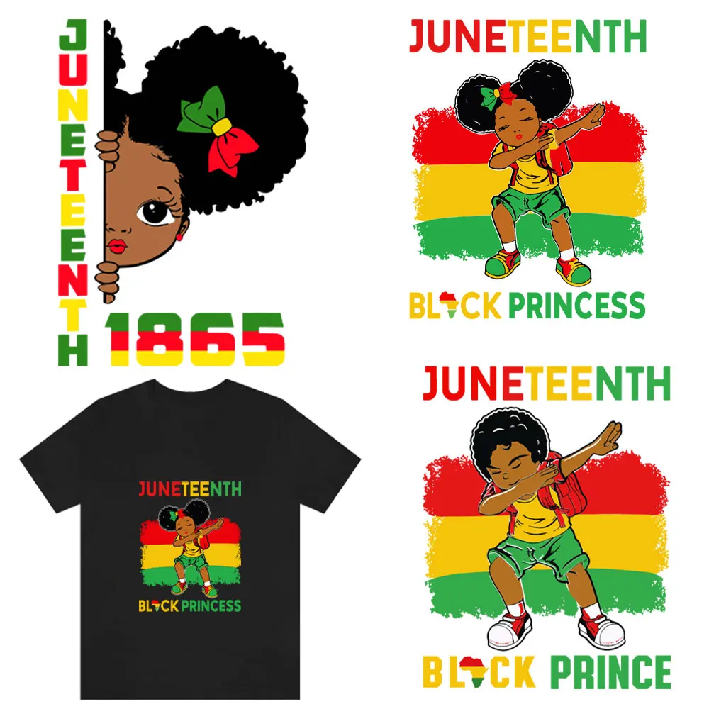 1865 Juneteenth Dope Iron-on Transfers for Clothing Patches Black History Decals Children Washable Heat Transfer Stickers